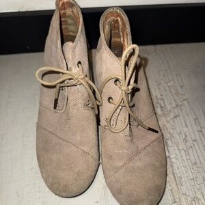Toms Taupe Suede Heeled Boots
